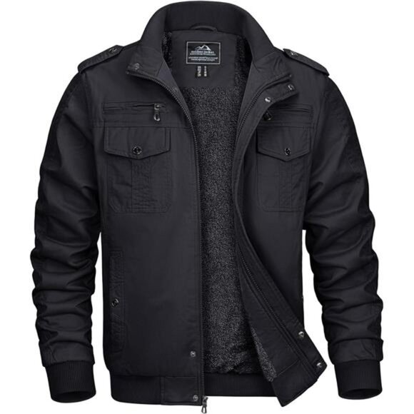 Winter Jackets For Men Fleece Lined Coat Cotton Thermal Jacket
